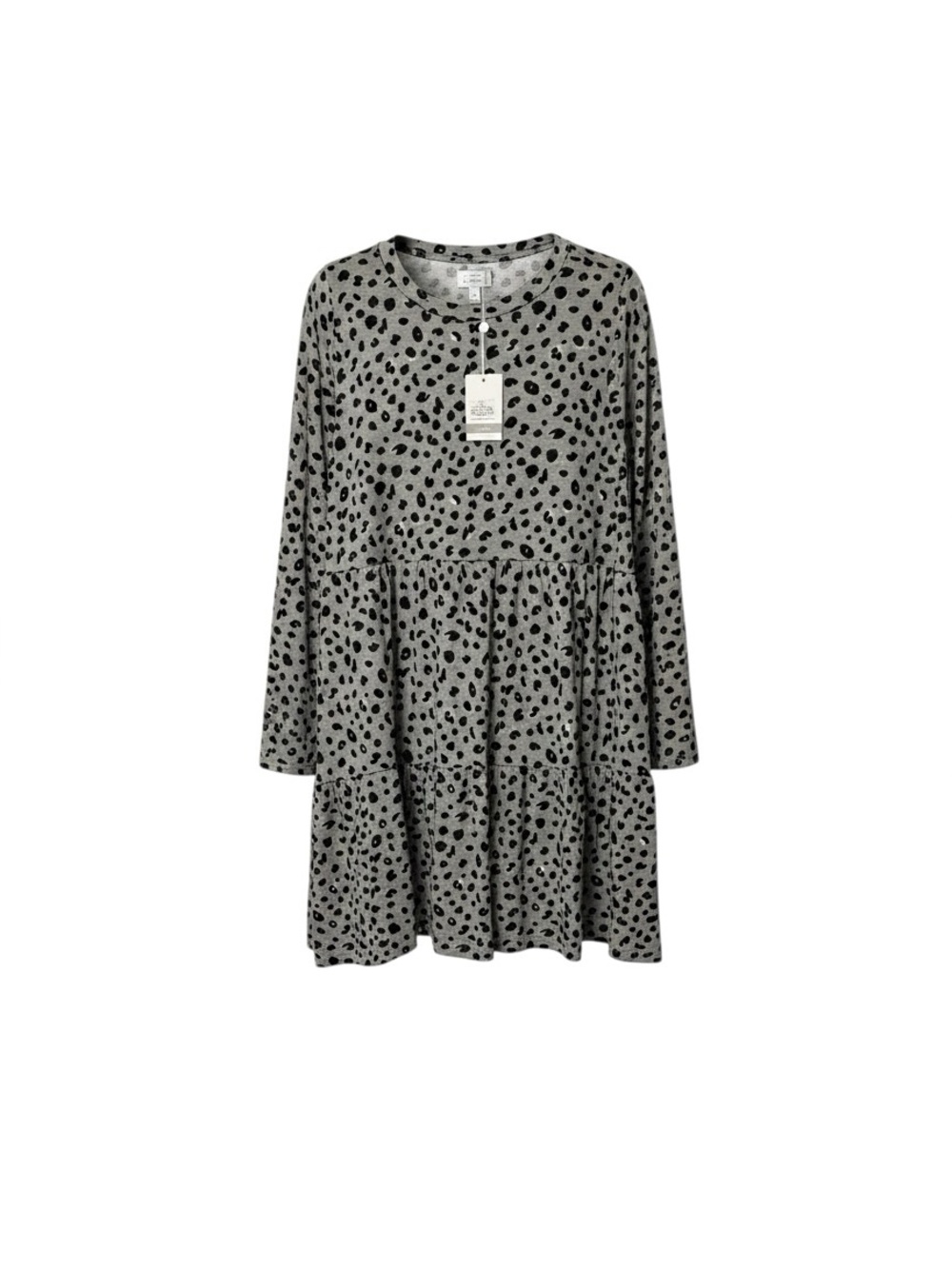 Mud Pie Gray and Black Leopard Print Dress